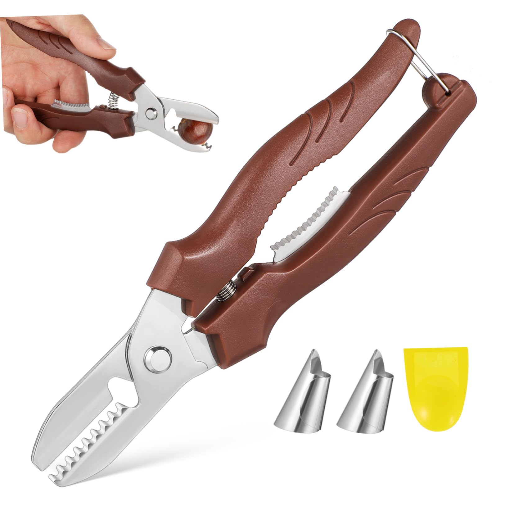 Hemobllo Stainless Steel Chestnut Cutter Tool Ergonomic Handle Heavy Duty Nut Cracker for Chestnuts Walnuts and Pecans Compact Design for Easy Storage and Use