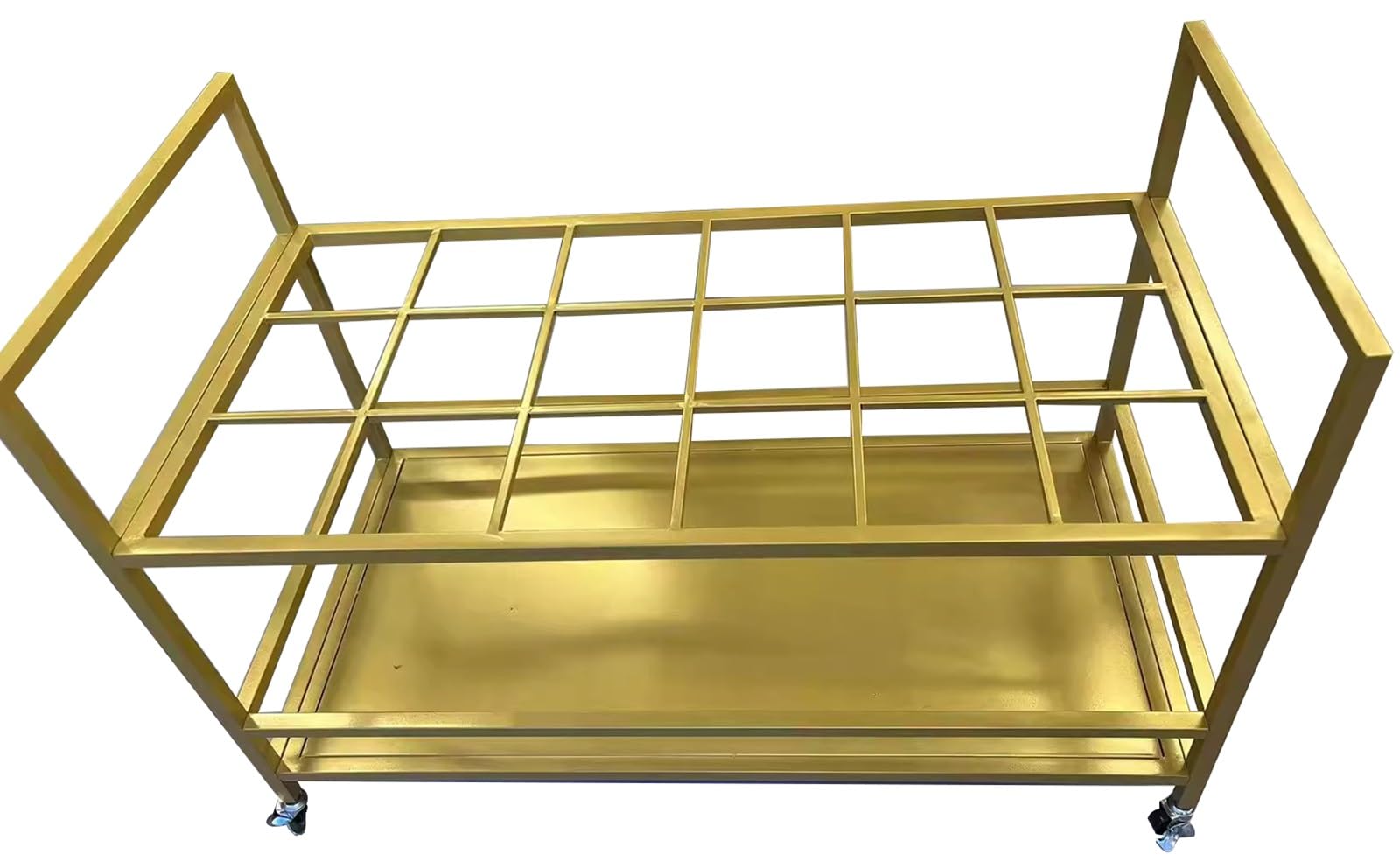 Chariot de rangement pour tapis de yoga doré mobile pour 18 rouleaux
