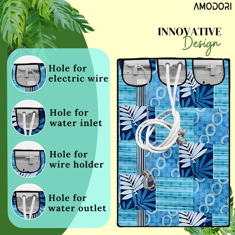 Image of Waterproof Top load washing machine cover Compatible for TOSHIBA 7 kg (AW-K801A-IND(SG) floral Blue Multi Print