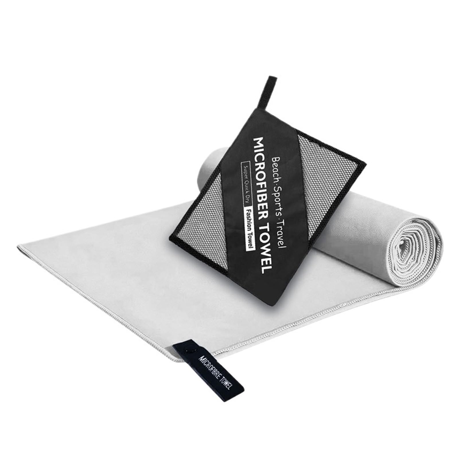 CHTKAGV Quick Dry Microfiber Towel with Portable Bag for Gym, Yoga, Beach, Camping, Travel(Light Grey,40X80cm)
