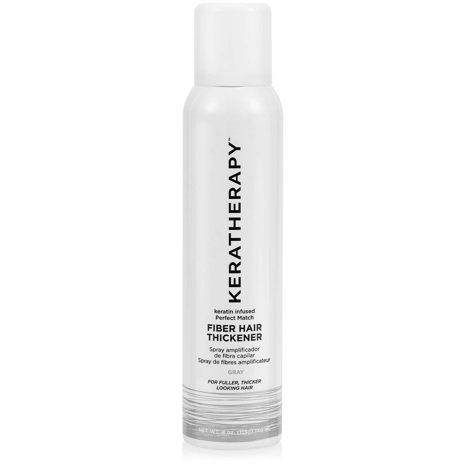 KERATHERAPYKeratin Infused Perfect Match Fiber Hair Thickener Spray, Gray, 4 fl. oz., 140 ml - Volumizing, Thickening, & Concealing Hairspray for Scalp Coverage, Roots & Thinning Areas