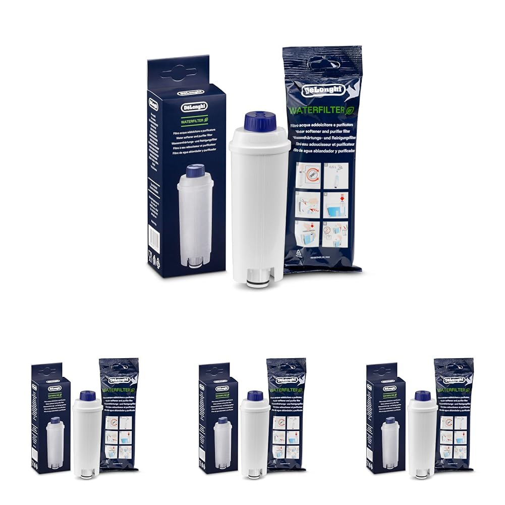 De'Longhi Original Wasserfilter DLSC002 - Zubehör für De'Longhi Kaffeevollautomaten mit Wasserfilter,Pflege und Schutz der Maschine,optimiert die Kaffeequalität und schützt vor Kalk,‎0.5 L,Weiß,1 Pack