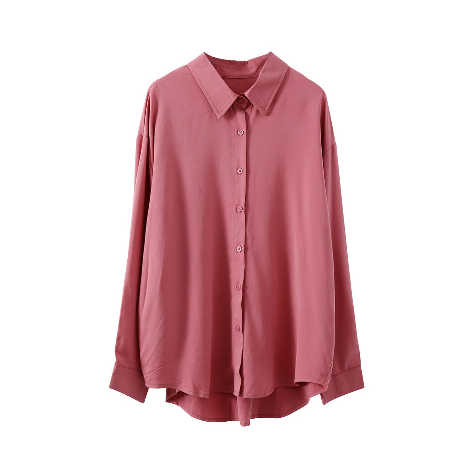 Camisa Blanca para Mujer, Camisa Holgada de Manga Larga con Capas, Color Naranja, Talla L