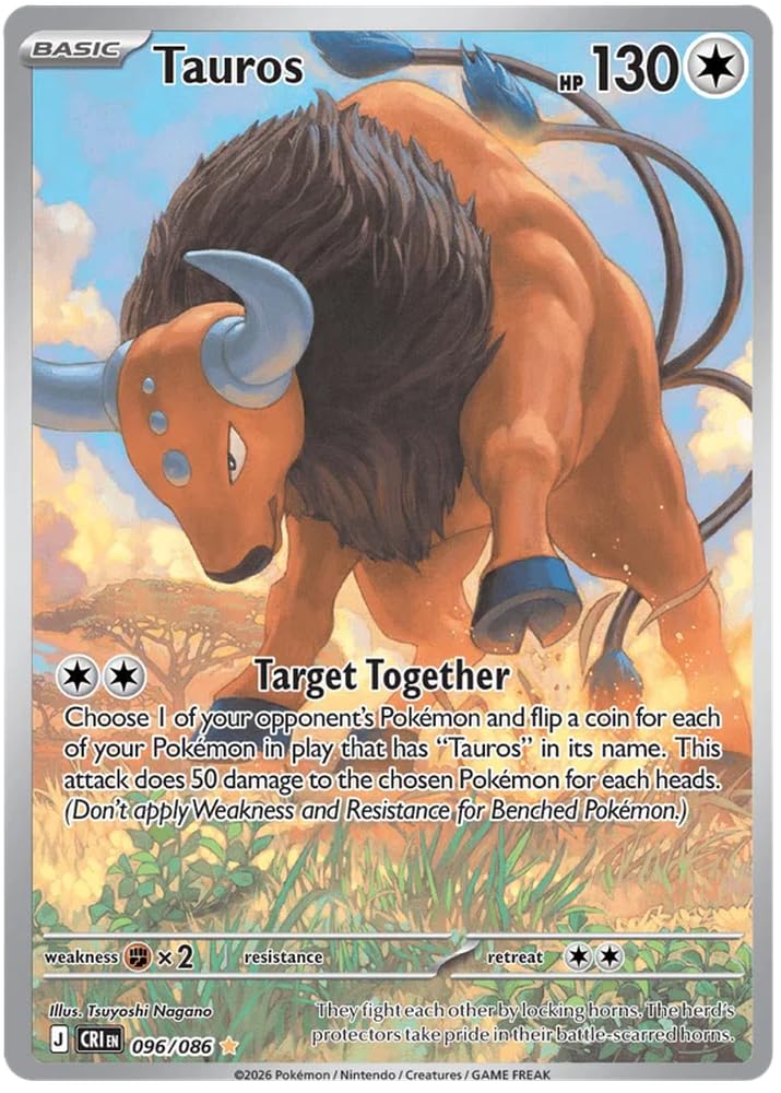 Tauros 096/86 Illustration Rare Pokemon Card | Mega Evolution Chaos Rising | ME04 | Titan Authenticated