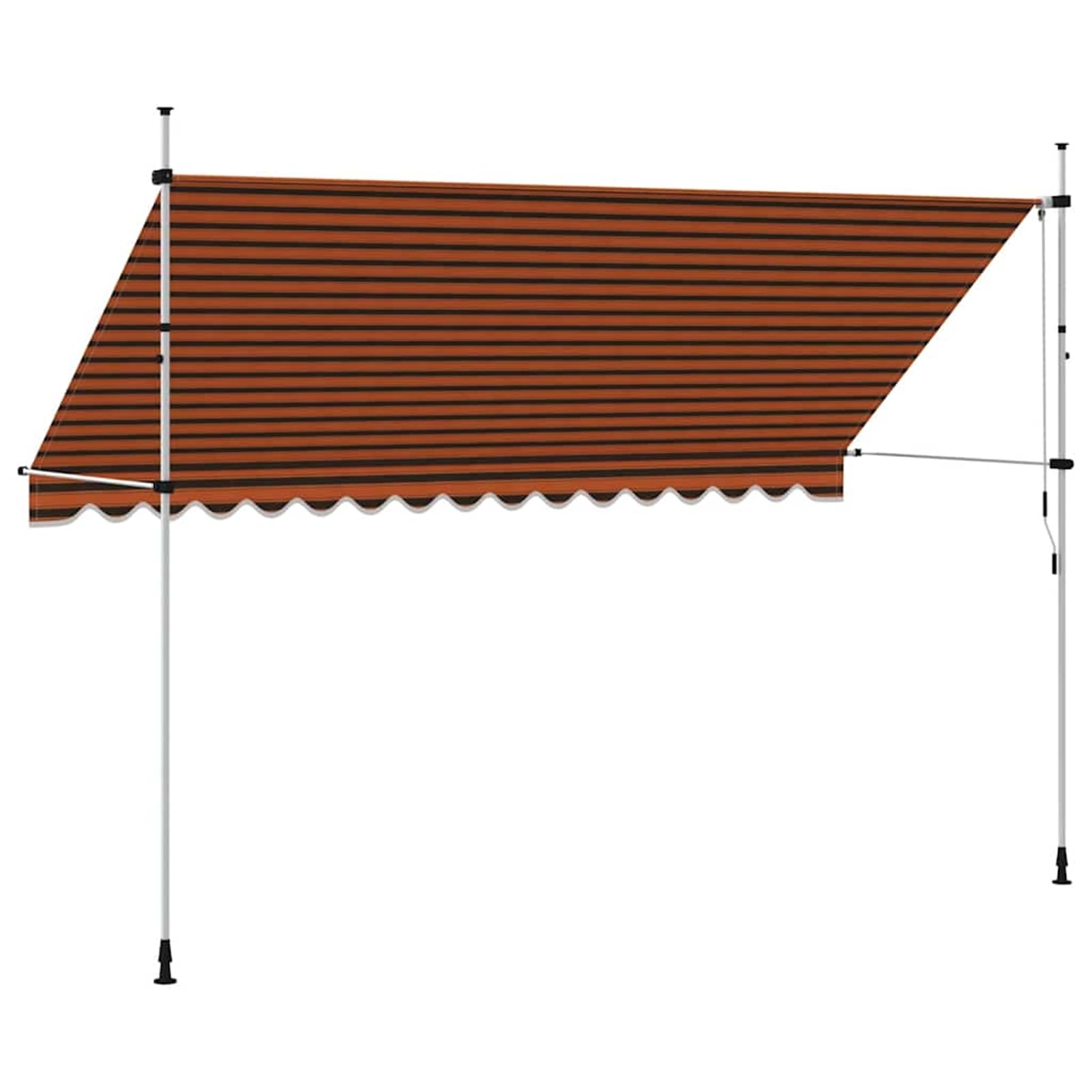 Wysuwana markiza balkonowa, obsługiwana ręcznie, 400 cm, pomarańczowa i brązowa, bez wiercenia, z korbą ręczną, aluminiowa markiza odporna na promieniowanie UV, regulacja wysokości i działanie