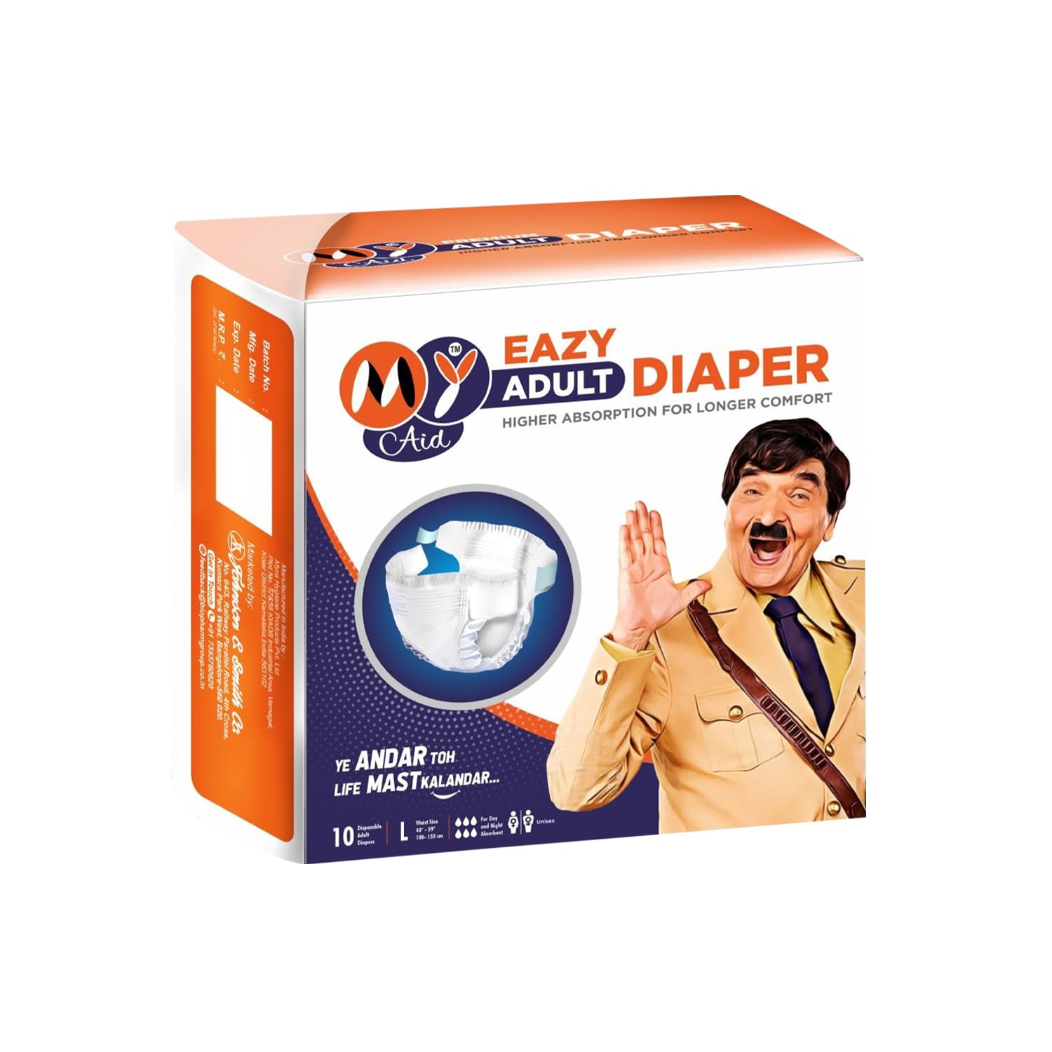 MYAID Unisex Easy Adult Diaper Large size. Tape Style. Higher Absorption & Longer Comfort - L Size (10 Pc) Pack of 1 (B0BYS24RG2) Amazon Price History, Amazon Price Tracker