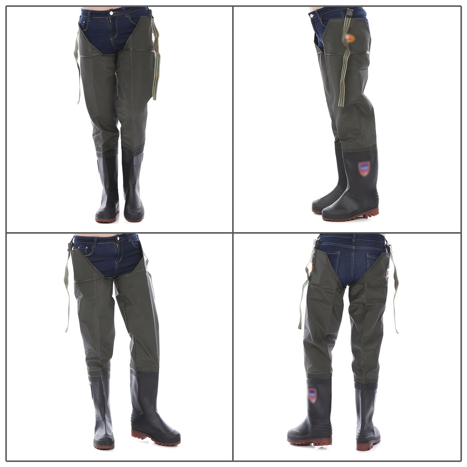 Waders Cuissardes De Hanche pour Hommes Et Femmes, BootfootWader De Pêche Isolé Et Imperméable, Bottes De Pataugeoire avec Semelle Extérieure À Crampons(42 EU)
