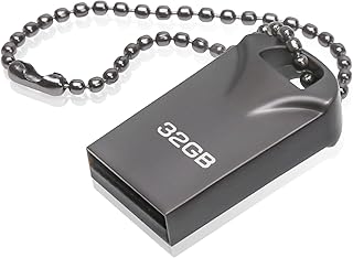Memorias USB 32GB, Mini Pen Drive 32GB USB Stick Metal Impermeable USB Flash Drive 32 GB con Llavero Colgante para Almacenamiento de Datos Externo