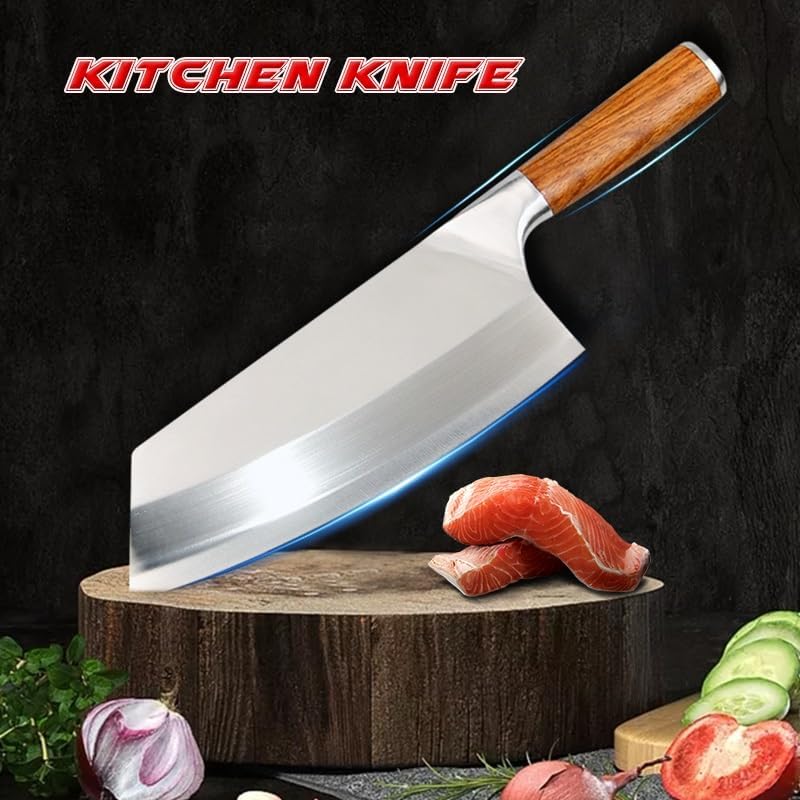 Meat Cleaver,Cleaver Knife 40Cr13 Stainless Steel Kitchen Knife for Cutting Vegetable Meat Slicing Fish Sashimi Sushi Beef Knife Cleave Cooking Tools