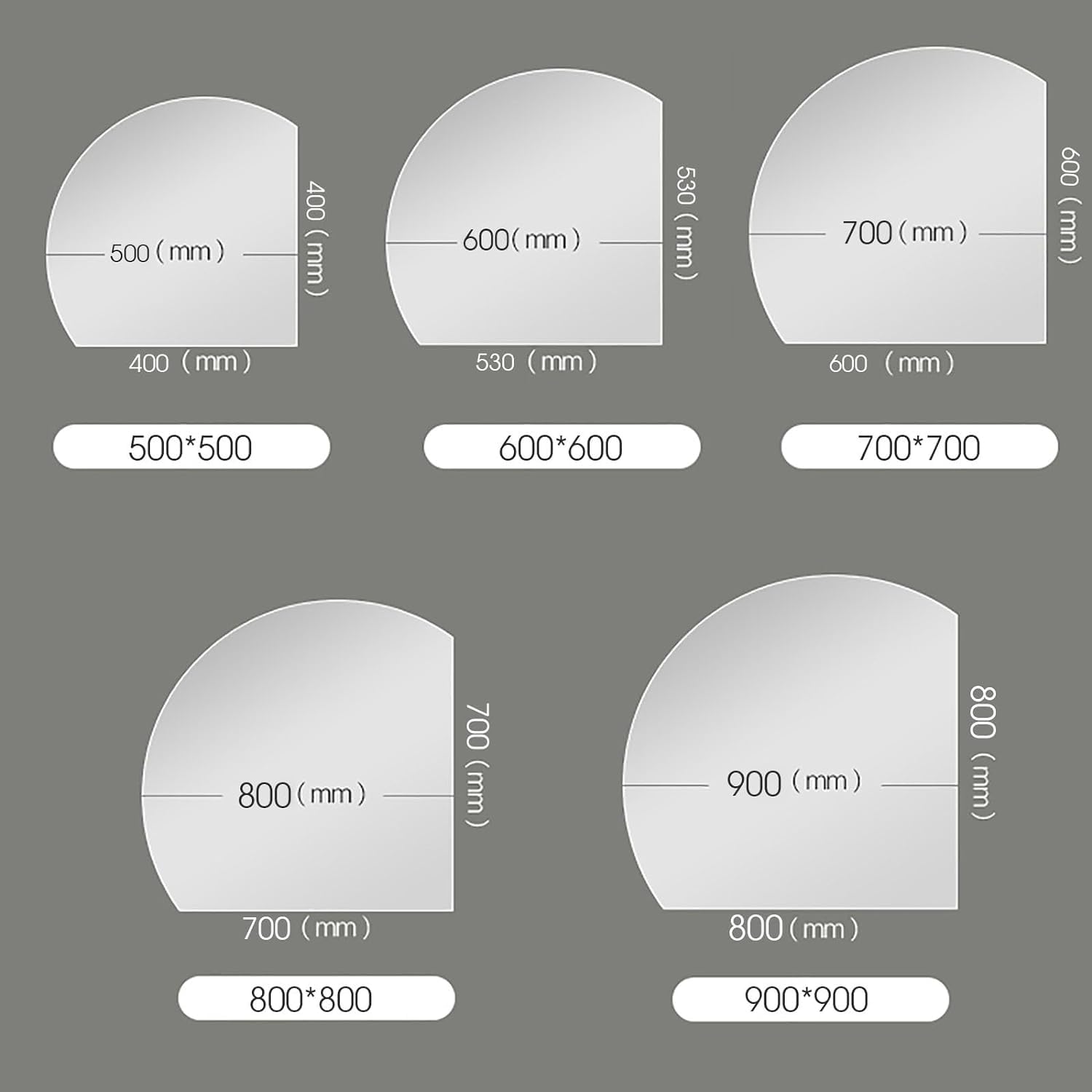 Lustro łazienkowe LED montowane na ścianie z przełącznikiem dotykowym 60 x 60 cm, półokrągłe, dekoracyjne podświetlane lusterko kosmetyczne do makijażu i pielęgnacji, stylowe rozwiązanie oświetleniowe