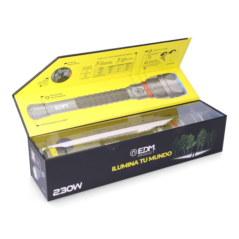 Linterna led de largo alcance 23000 lm