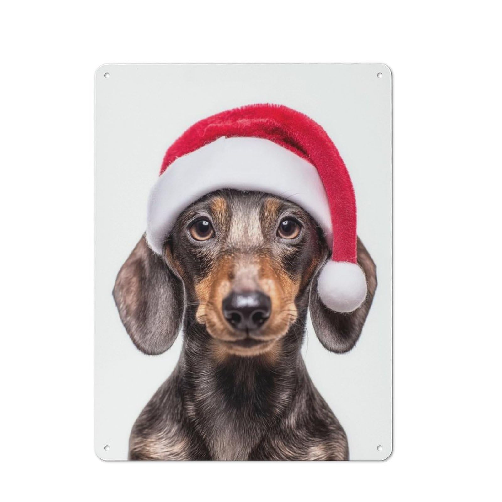 Junmoney Dachshund Dog With Santa Hat Vintage Tin Sign 40X30cm For Garden Room Or Summerhouse, For A Newly Organised Room And Metal Sign Display
