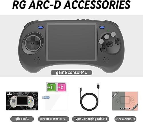 Miniatura 7 de RG ARC D Dual OS Retro Video Consola de juegos portátil Linux Android 11 Sistema RK3566 64Bit Reproductor de juegos Pantalla IPS de 4 '' con tarjeta