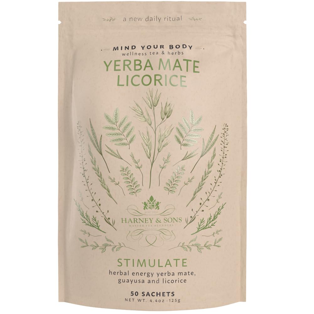 Harney & Sons Yerba Mate Licorice Tea | Stimulate, 50 Sachets