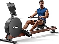 MERACH Pro-Grade Magnetic Rowing Machine: Self-Powered, Double Resistance up to 130lbs, 400lbs Capacity, Silent Wooden Tracks, App with 1000+ Classes