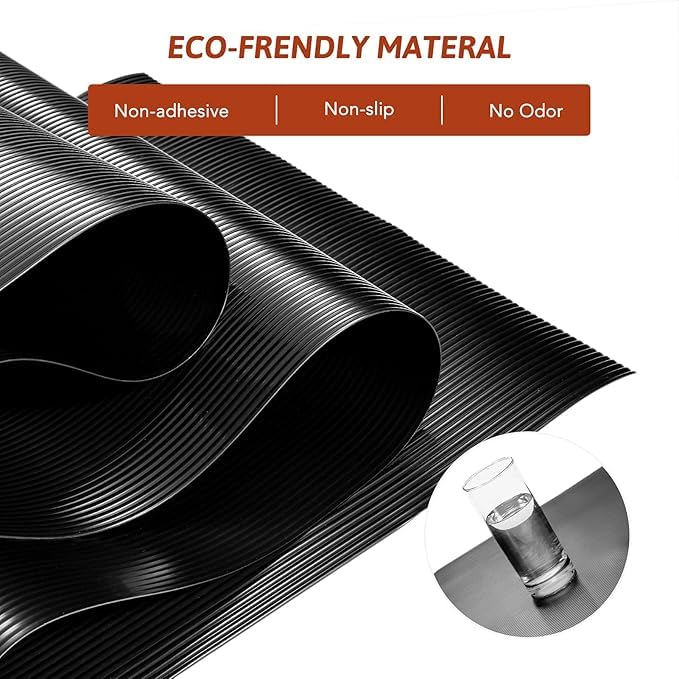 Image of ElastPro (45cm X 10) Black EVA Food Grade Washable Anti Slip Mat /Sheet for Fridge, Shelf Liner, Table, Kitchen Drawer mat (Line Black, 10 Meter)
