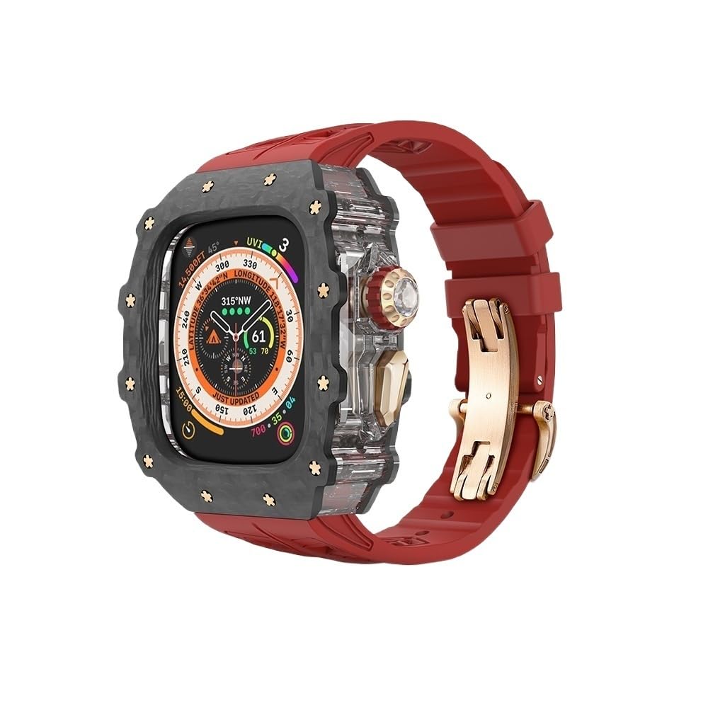 Mod Kit Carbon Fiber Clear Case for Apple Watch Series 10 46mm Ultra 2 49mm 44mm 45mm Rubber