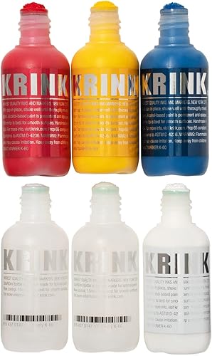 Krink Kit de marcadores de pintura personalizados K-60 con 4 colores y 2 marcadores de trapeador de grafiti vacíos, kit de marcadores de graffiti