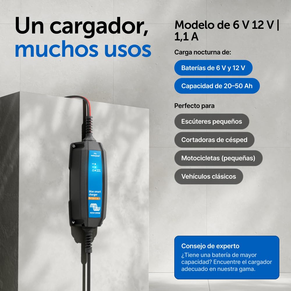 Victron Energy Blue Smart IP65 6/12-Voltios 1.1 amperios 230V Cargador de Batería, Bluetooth (CEE 7/16)