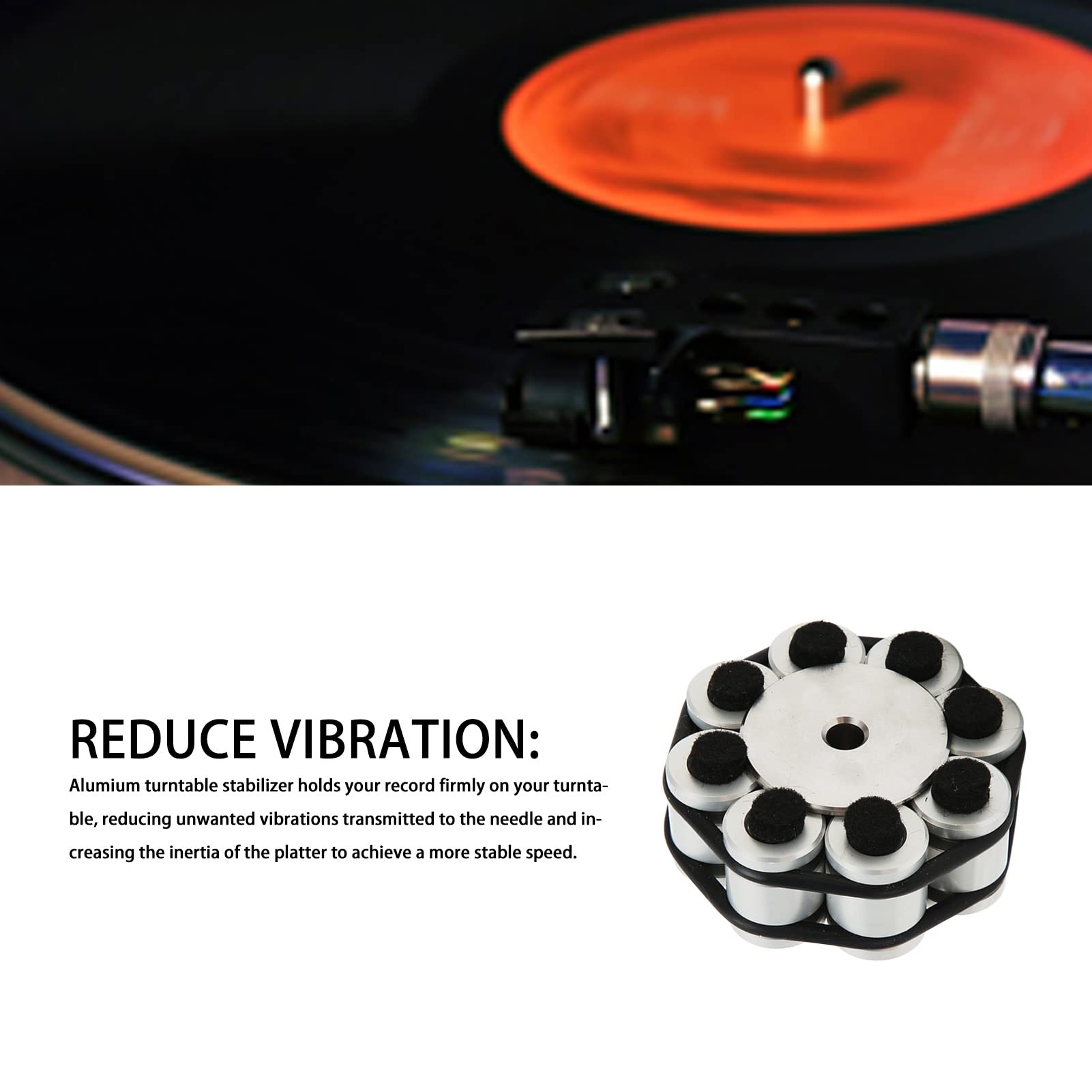 Stabilizzatore Professionale Per Giradischi in Vinile LP - Morsetto Per Peso Per Dischi in Lega di Alluminio Per Miglioramento della Qualità del Suono HiFi - Riduci Le Vibrazioni E Goditi La M