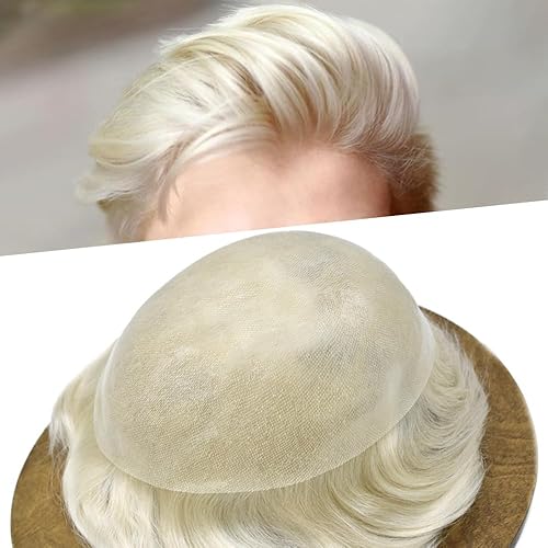 Toupee - Sistema de reemplazo de cabello humano real para hombre, piel ultrafina, para hombre, extensiones de prótesis de cabello para hombres,