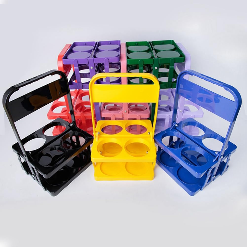 Yqwdhpnf 4 Holes Foldable Plastic Beverage Carrier,Reusable Drink Holder with Handle Portable Drink Holder Black