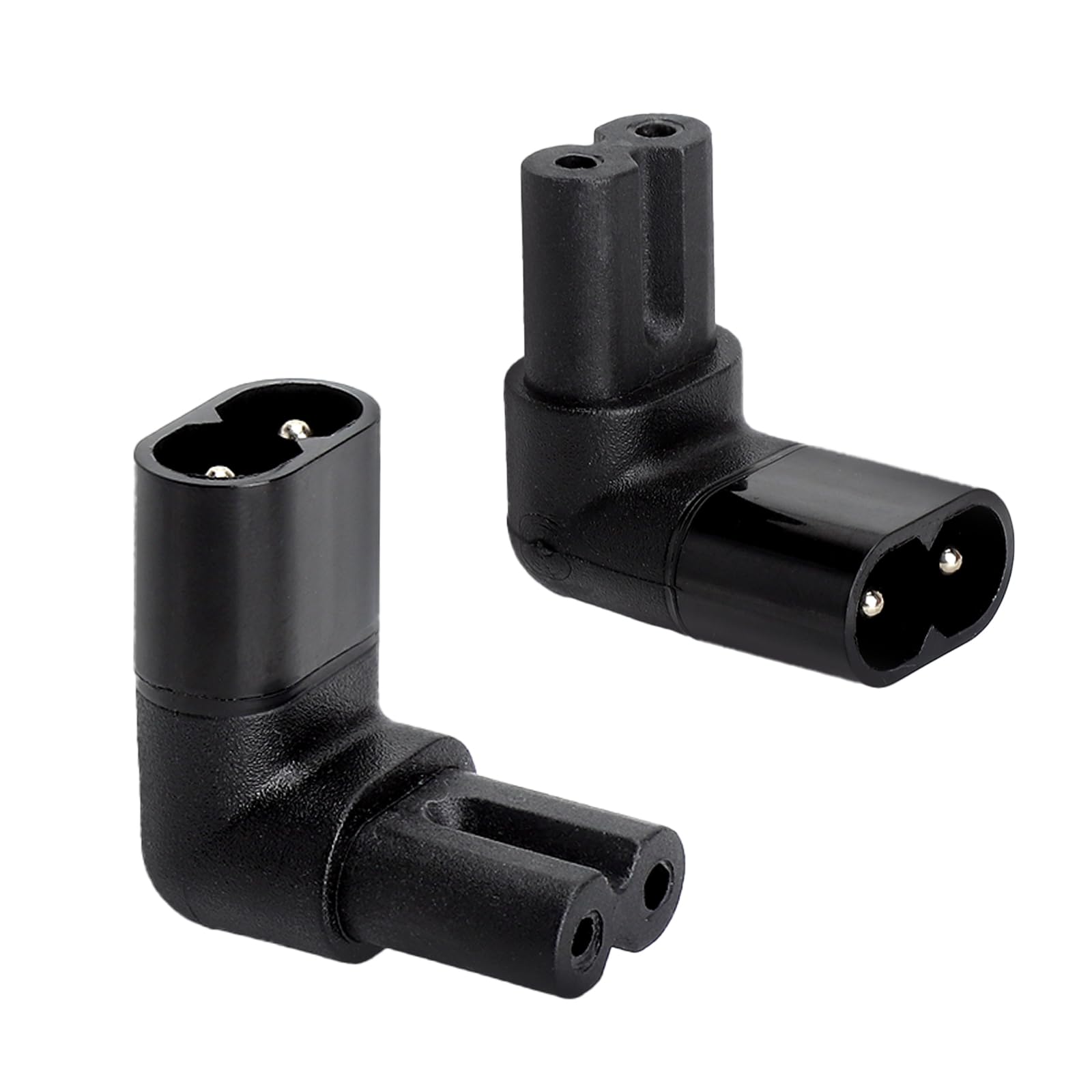 TNSLAND C7 to C8 Adapter 2PCS - IEC 320 90 Degree Angle Power Adapter, C7 C8 Socket Converter for TV Monitor Printer, Stable Connection, Space Saving for Small Spaces - 1