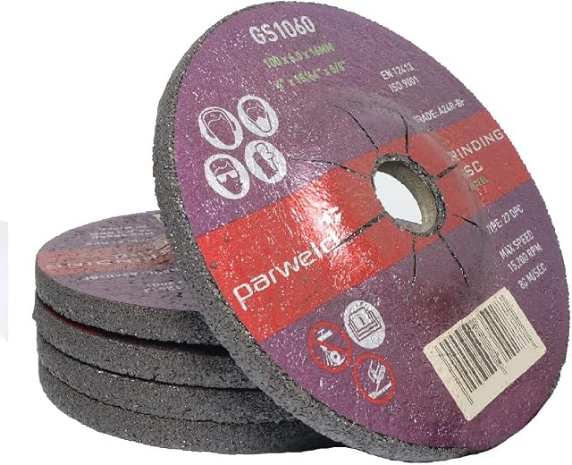 (Pack of 10) Parweld 100mm Grinding Discs for Steel (100 x 6.0 x 16mm) 4"