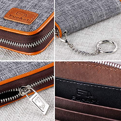 Image of FurArt Zipper Wallet Women RFID Credit Card Holder keychain Wallet