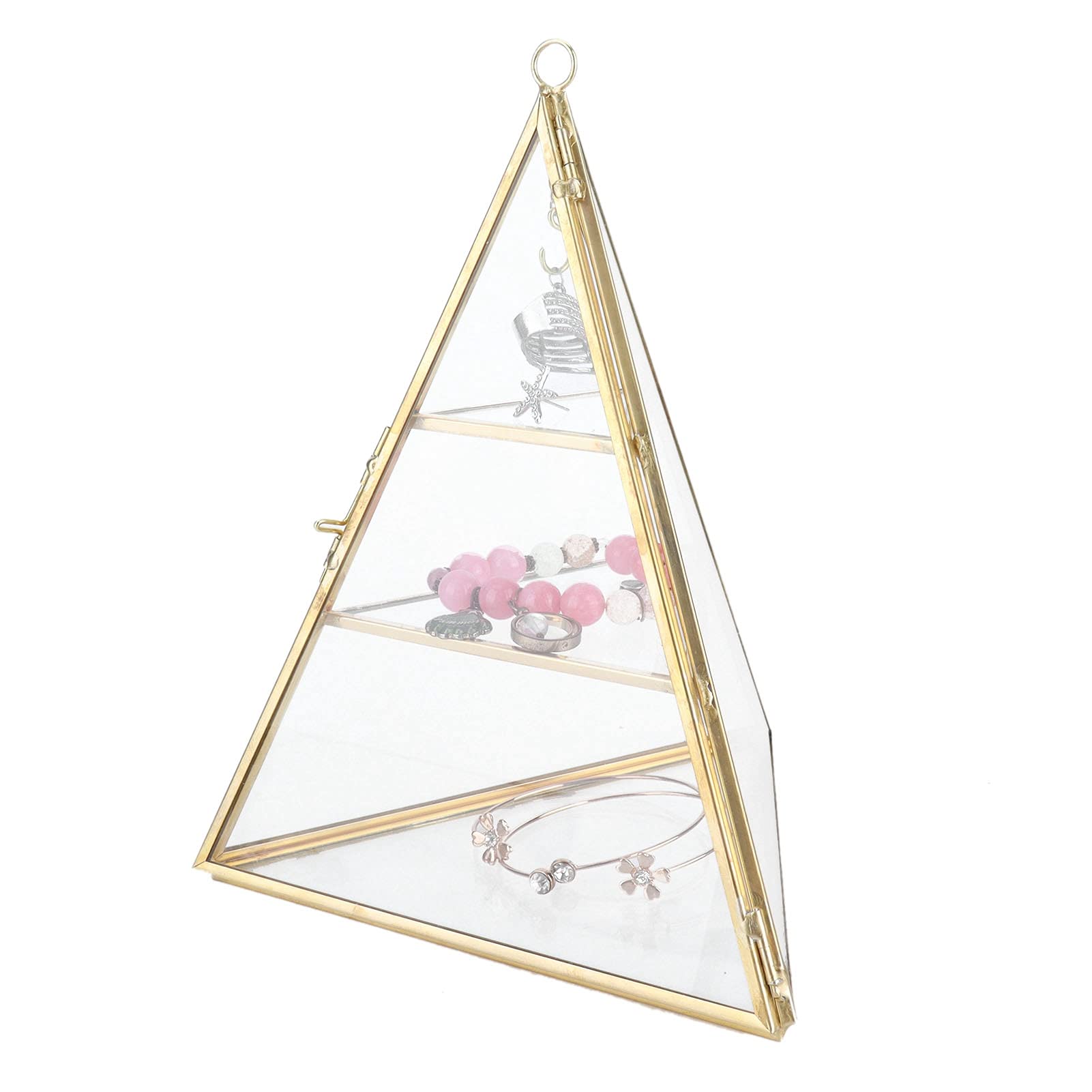Estante de almacenamiento de joyas con forma de pirámide, soporte de exhibición decorativo de 3 capas para pendientes, collares y pulseras