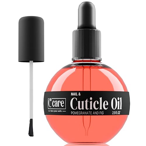 C CARE Aceite para cutículas de granada e higo, botella extra grande de 2.5 onzas, hidrata y fortalece las uñas y las cutículas, incluye cuentagotas