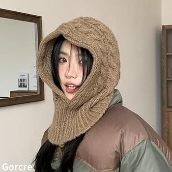 ケーブルニット ウール＆カシミヤ混 バラクラバ AMBIDEX Store △○CABLE KNIT バラクラバ(F MIDNIGHT): FLAT