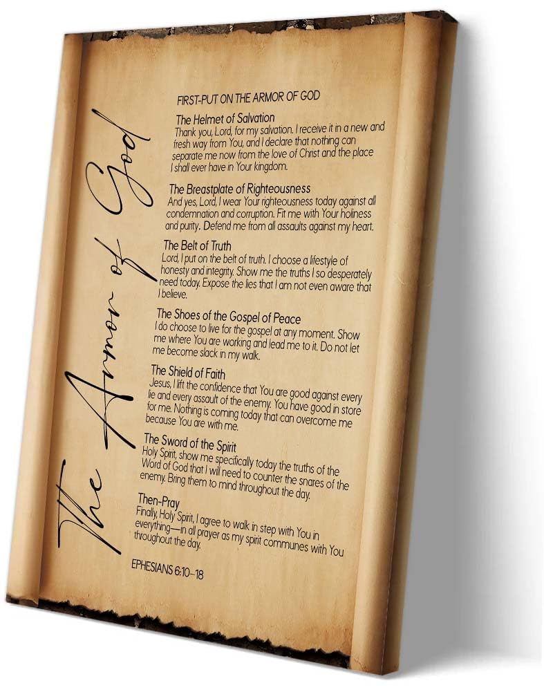 Axglnumber Put on The Full Armor of God Prayer Ephesians 6 10–18 Bible Verse Wall Art Vintage Scripture Posters Canvas Painting for Living Room Office