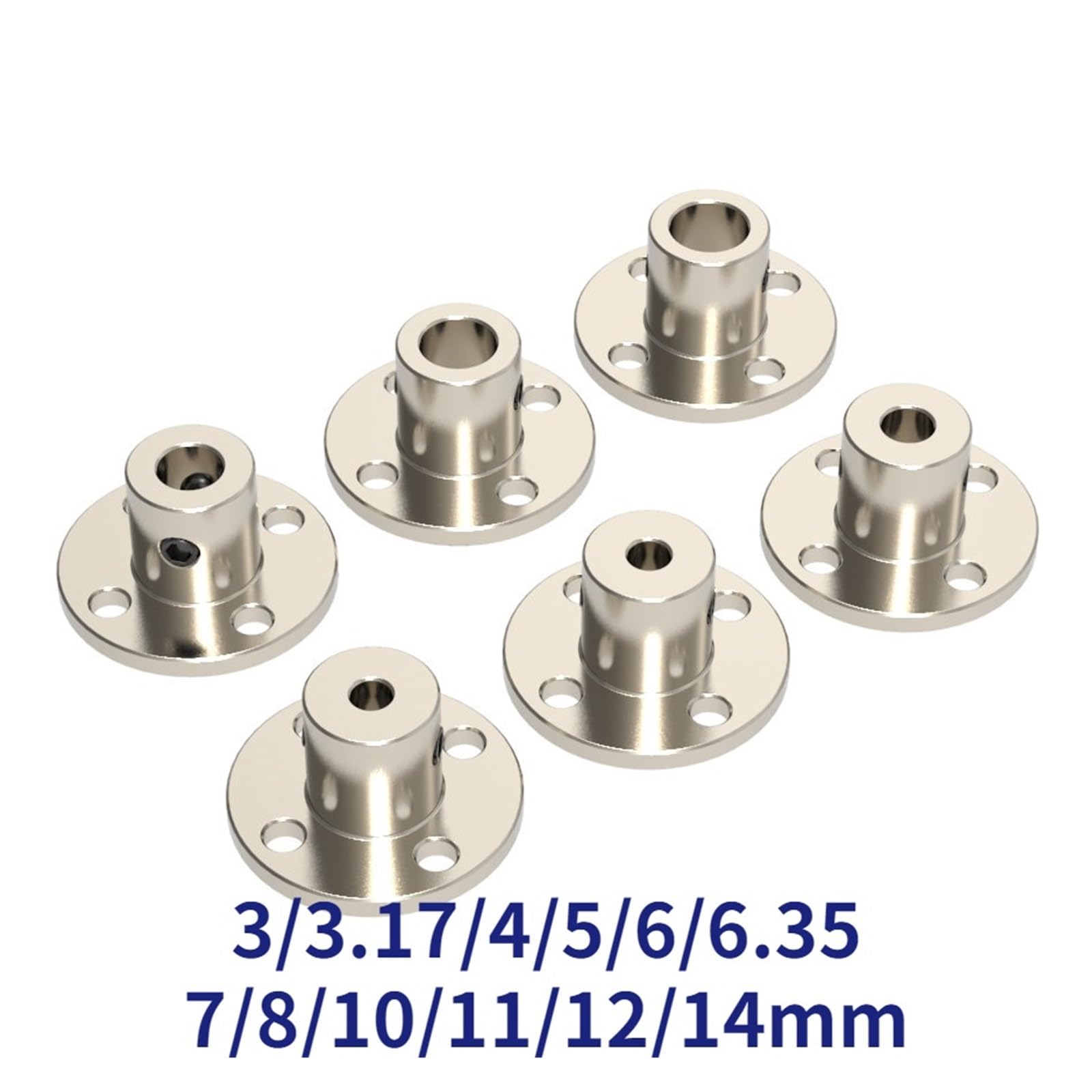 Conector de acoplamiento con brida, Acoplamiento de eje con brida de varios tamaños(3pcs 3.17mm)