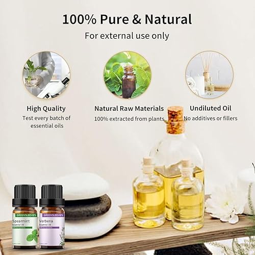 Miniatura 6 de GREENSLEEVES Aceite esencial de verbena, aceites de aromaterapia 100% puros para difusor, masaje, humidificador, 0.3 fl oz