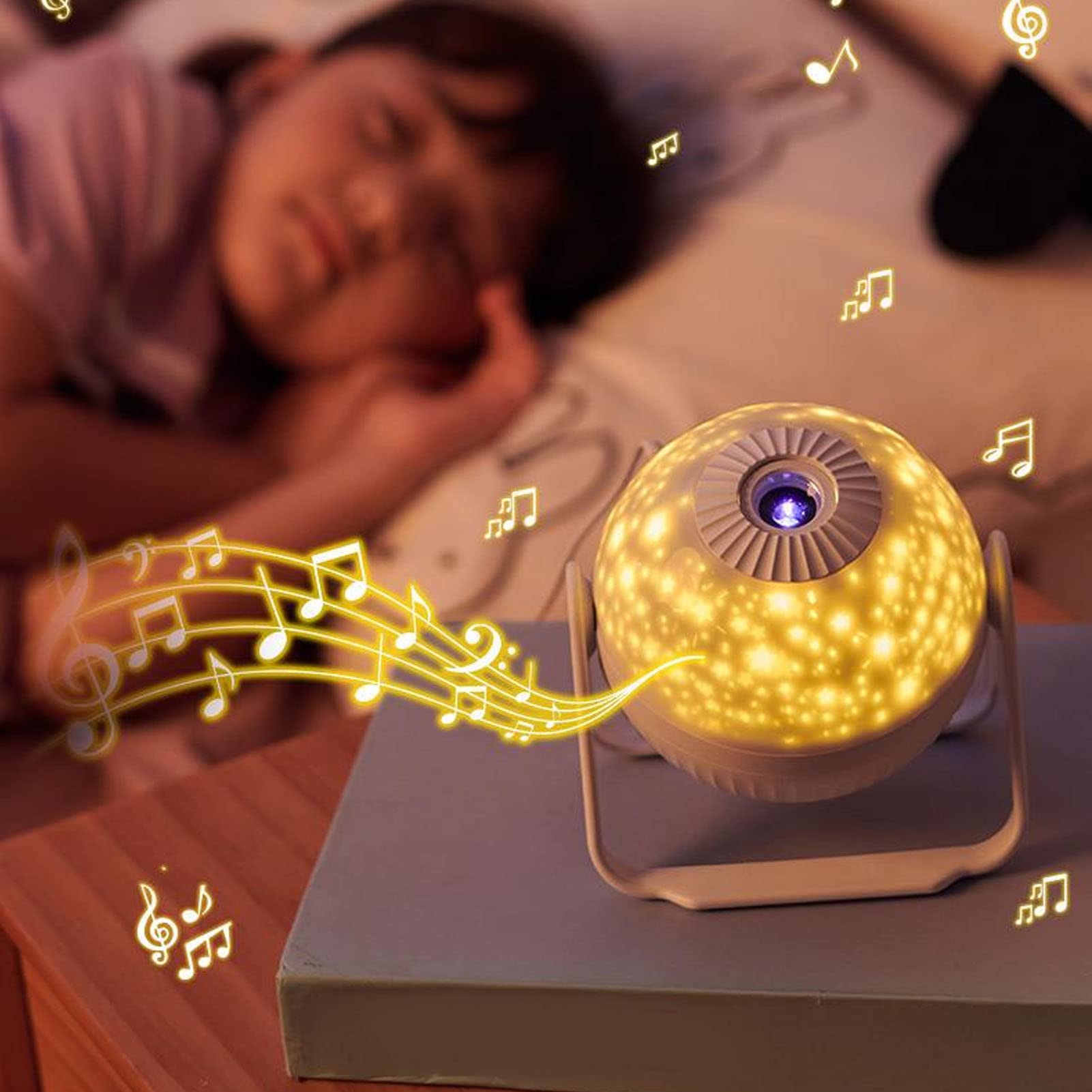 Jeanoko Luce di Proiezione a LED Full Star, Proiettore Luminoso con Messa a Fuoco Regolabile per Cameretta dei Bambini, Luce Notturna con Musica, Materiale PVC