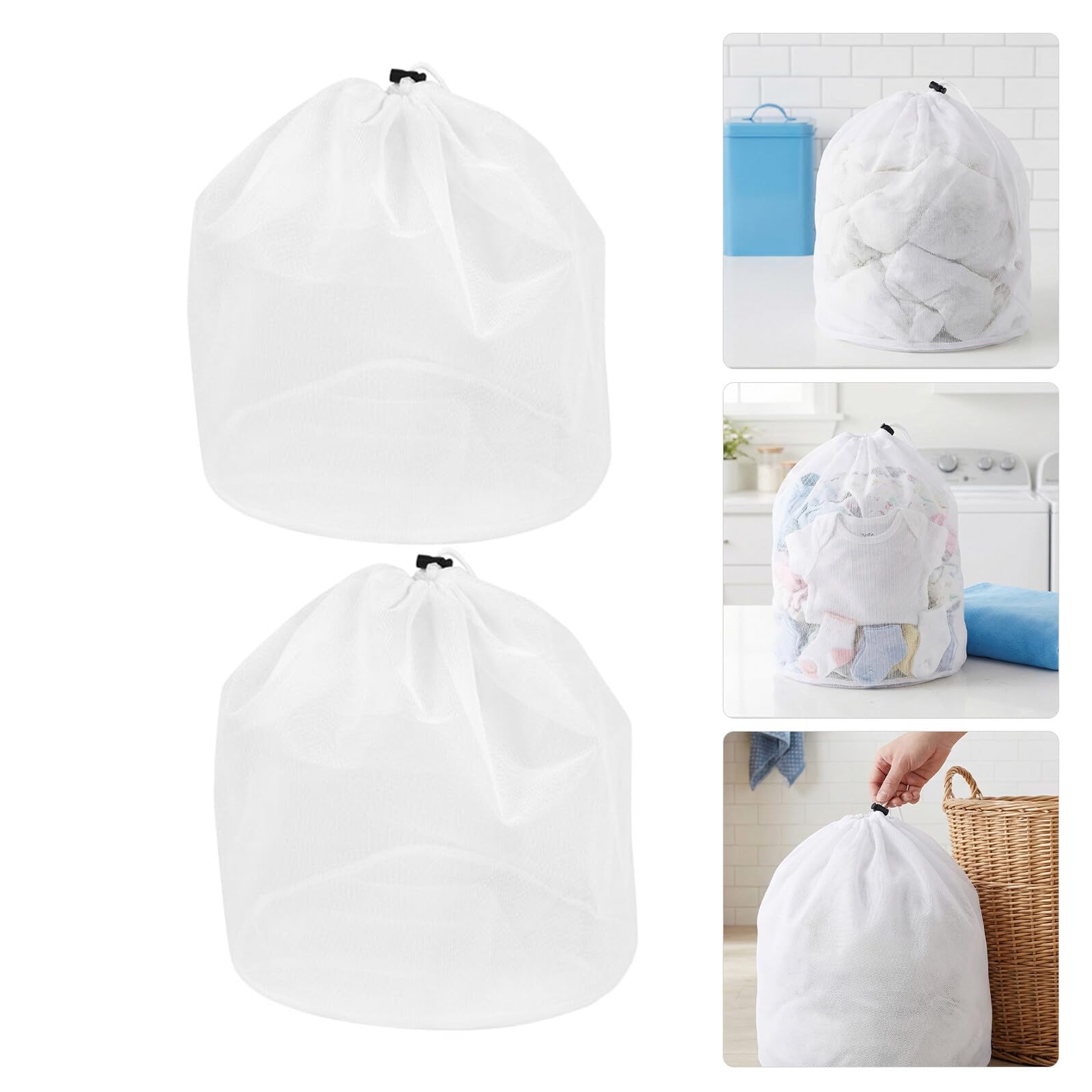 Sosoport 10 Stück Wäschebeutel aus Feinem Polyesternetz mit Kordelzug Großer Schutzbeutel 50x70cm für Waschmaschine Verhindert Verformung für Empfindliche Kleidung Zuhause