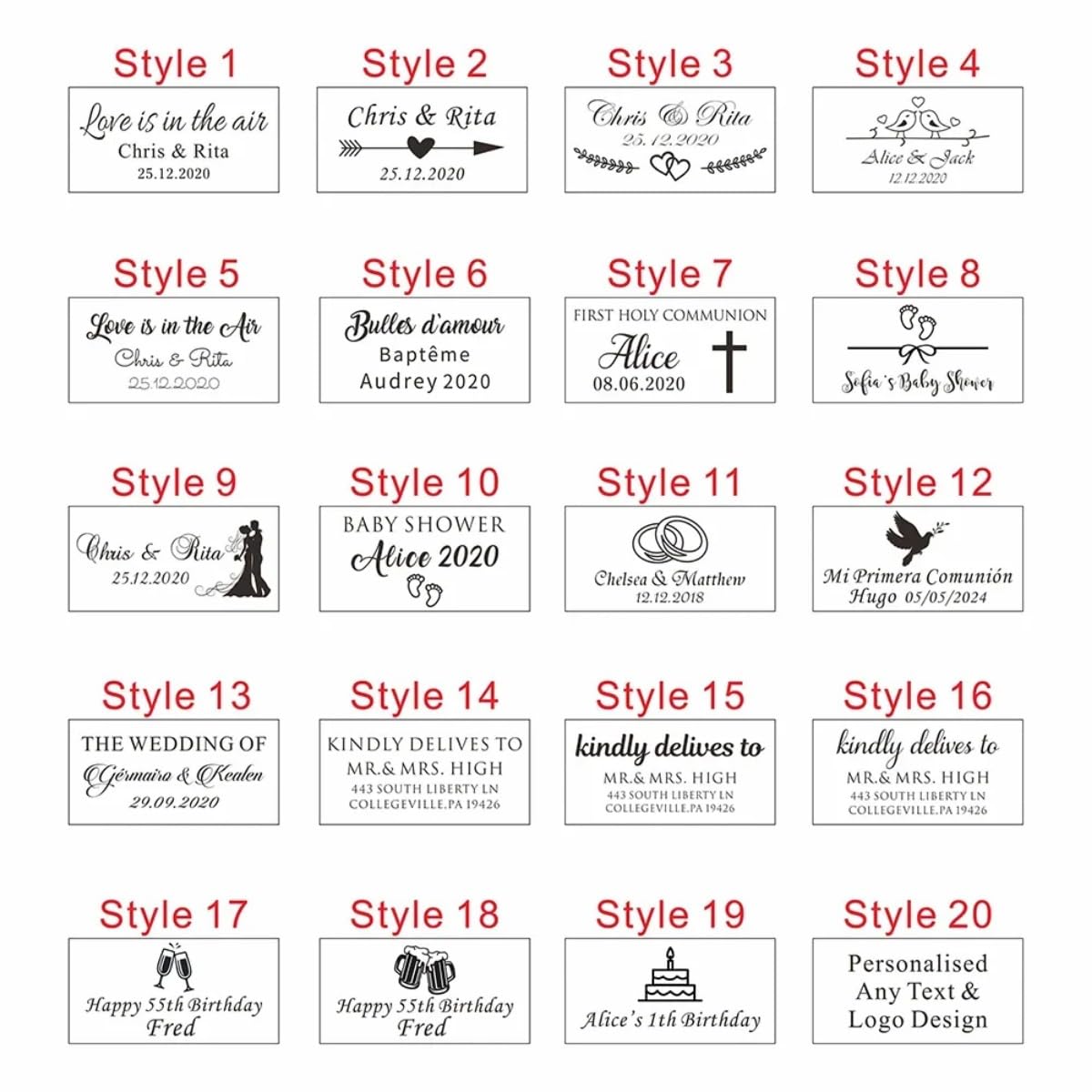 100 Pezzi Di Adesivi Personalizzati Per Matrimonio, Adesivi - Foto 11