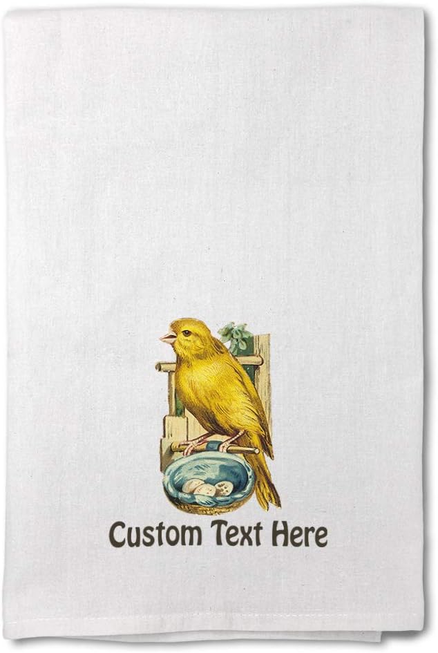 Style In Print Custom Decor Flour Kitchen Towels Yellow Birds and Eggs Pets Animals Vintage Vintage Cleaning Supplies Dish Towels Personalized Text Here