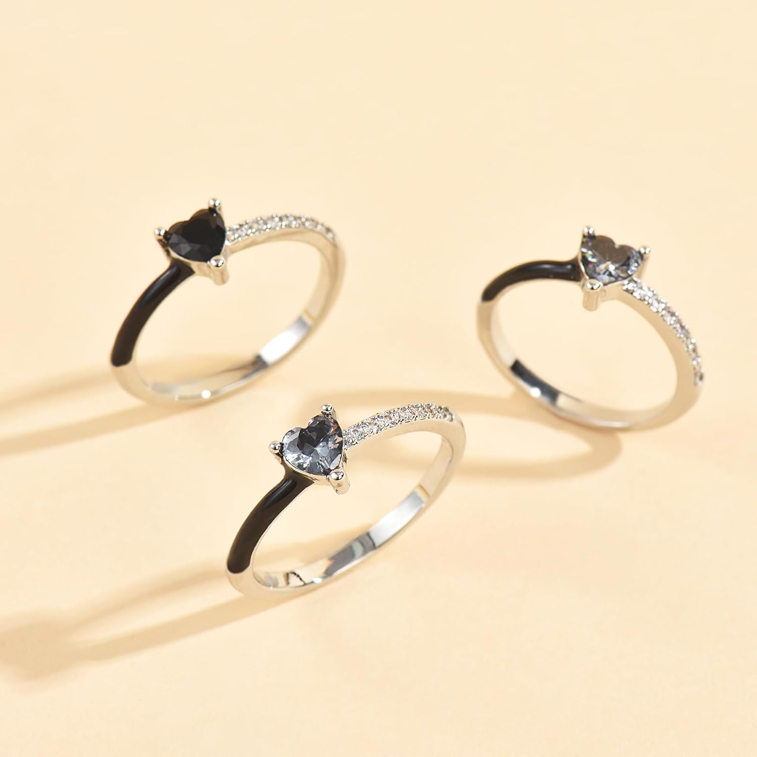 Love Me Until I'M Me Again Black Heart-Cut Half Enamel Ring, Heart Rings Self-Love Ring Gift, Heart Rings Birthday Gifts for Women, Daughter, Wife, Friends - Image 5