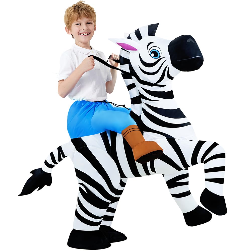 KOOYInflatable Costume For Kids, Blow up Costumes for Kids, Ride On Zebra Costume Funny Inflatable Suit, Boys, Party, Child Party Halloween Costumes