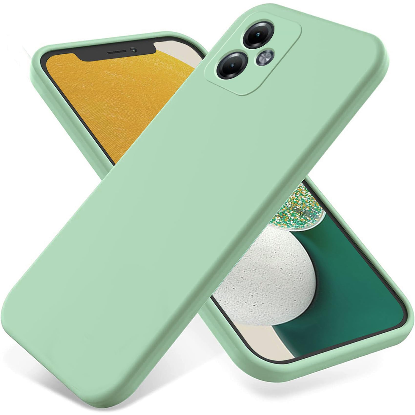 BIOPLJ Case for Motorola Moto G84 5G Heavy Duty Protective Case with Tempered Glass Slim Fit Shock Proof Design Soft Flexible Shock-Absorption Case Motorola G84 Case (Green A)