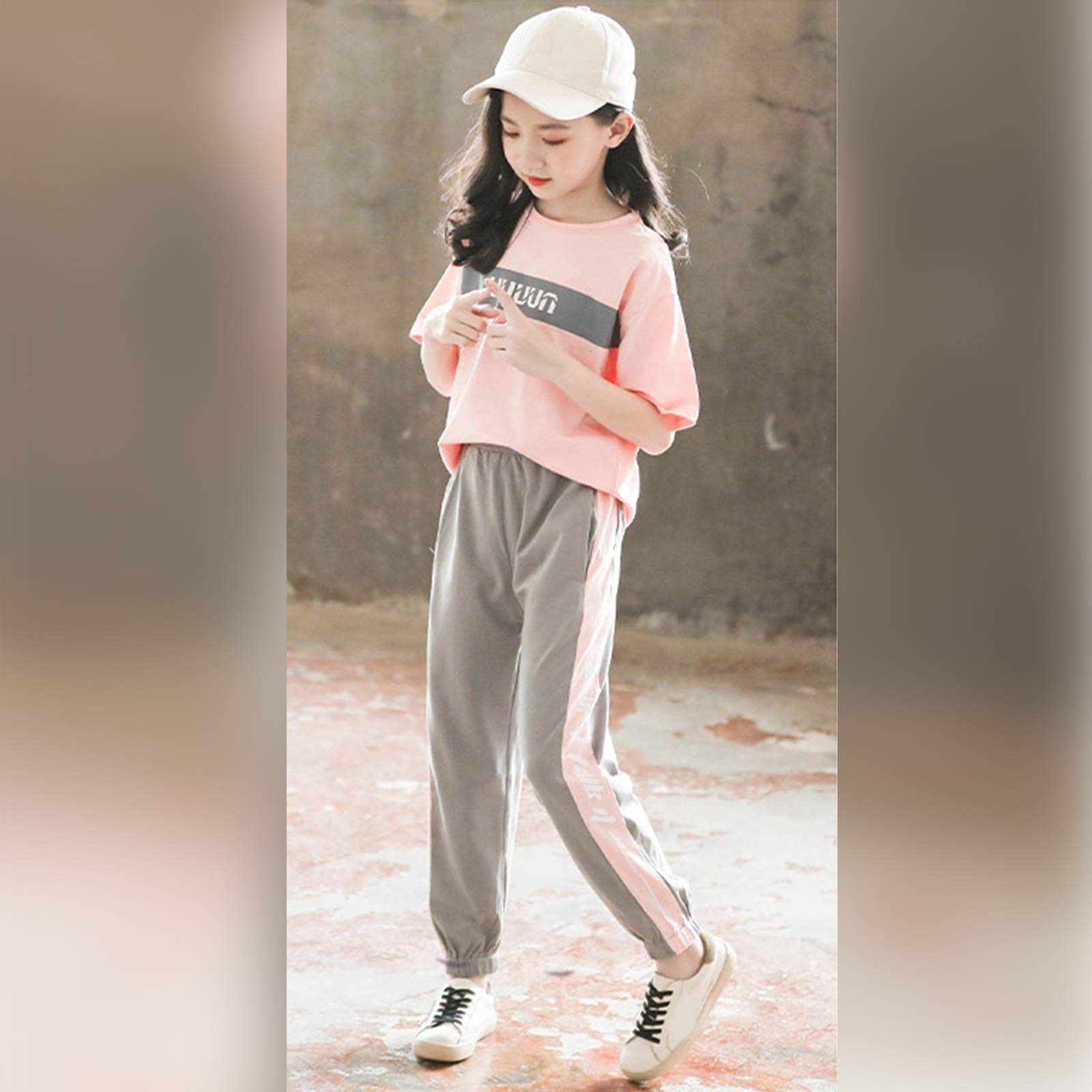 amropi Filles Ensembles Jogging Pantalon et Haut T-Shirt à Manches Courtes Eté Survêtement pour 3-12 Ans