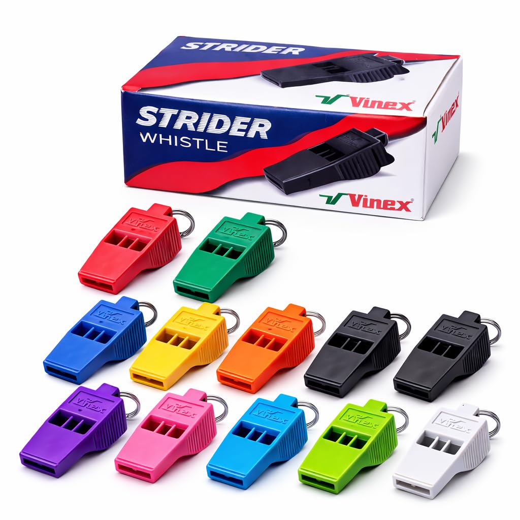 Vinex Strider Whistle Pack of 12 | Pea-Free Plastic Whistle | High Pitch Loud Sound | Durable Sports Coach Referee Whistle for Cricket, Football, Training & School Use-image-8