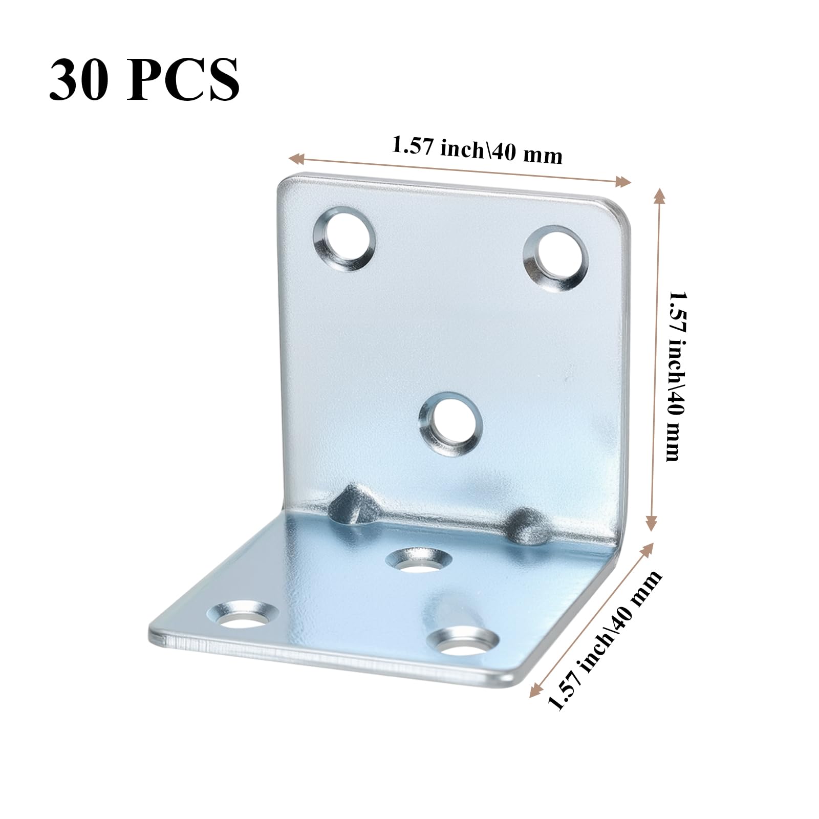 JIAYUET 30 PCS 40mm Right Angle Bracket, L Corner Braces Brackets Plates for Wood Furniture, Framing, Cabinets - Image 2