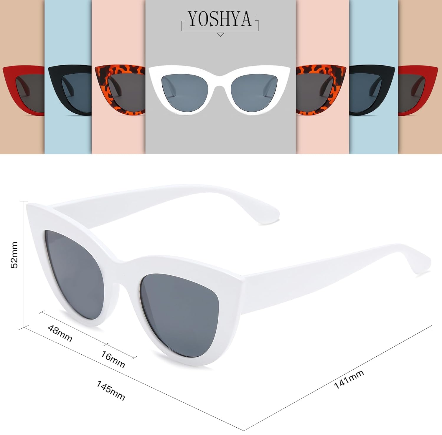 Retro Vintage Narrow Cat Eye Sunglasses for Women Clout Goggles Plastic Frame - Image 4