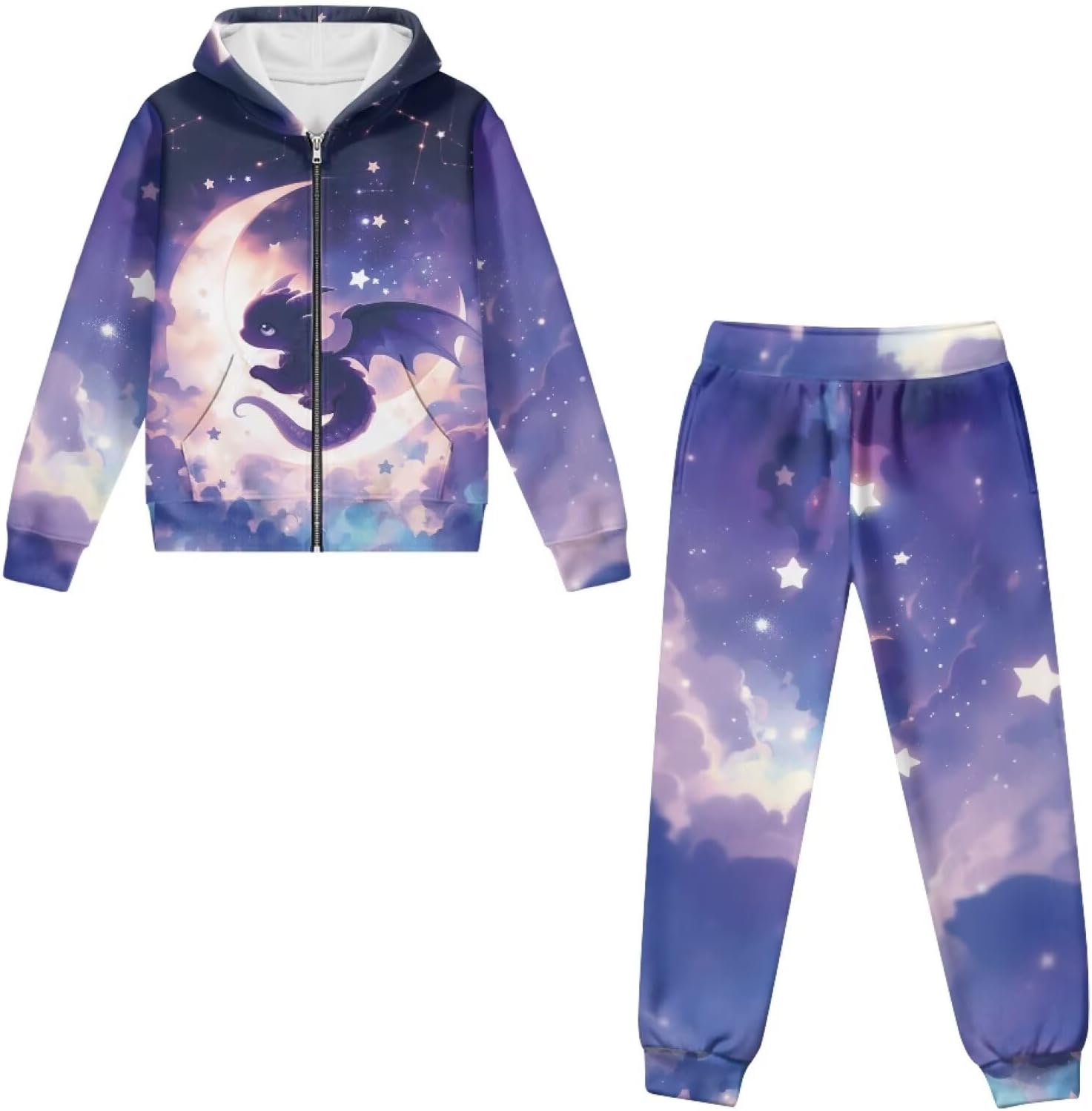 Boys Clothes 2 Piece Long Sleeve Zip up Hoodie Sweatshirt Sweatpants with 3-Pockets