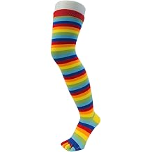 TOETOE - Essential Women Everyday Cotton Over-Knee Toe Socks 1 Pair US, Numeric, 4, 11.5, Regular, Regular, Rainbow