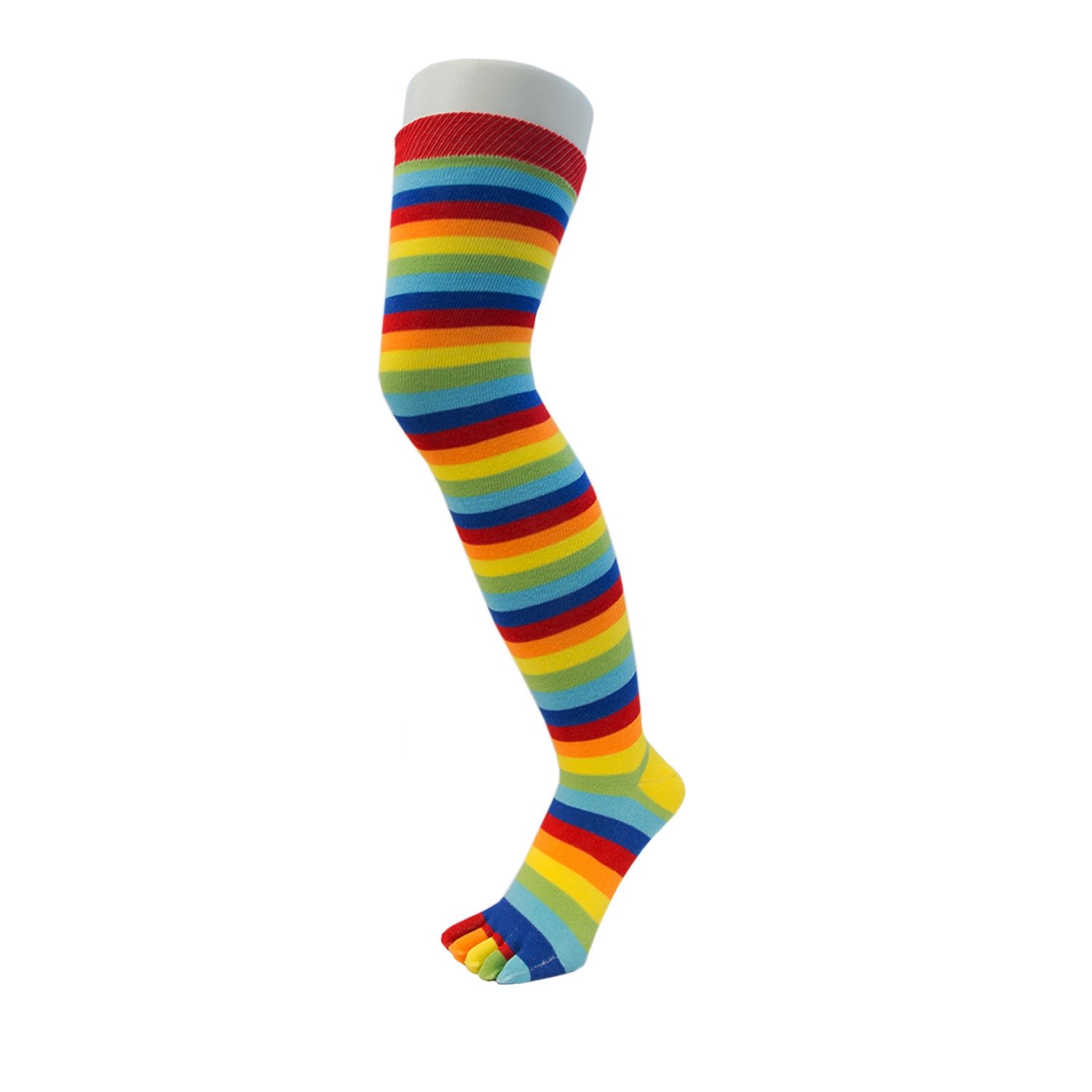 TOETOE - Essential Women Everyday Cotton Over-Knee Toe Socks (1 Pair) (US, Numeric, 4, 11.5, Regular, Regular, Rainbow)