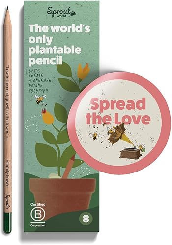 Sprout Lápices de madera Spread the Love Edition Lápices de madera plantables de grafito preafilado HB con semillas de flores, hierbas y verduras